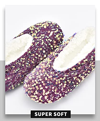 Image of Panda Bros Womens Ballerina Sequin Slippers, Bling House Slippers With Grippers