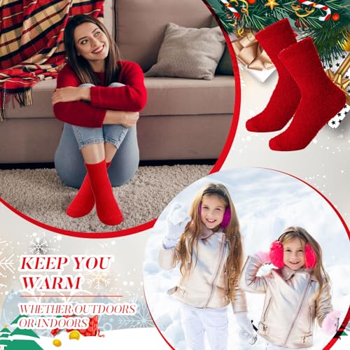Image of Handepo 60 Pairs Women Fuzzy Socks Bulk Winter Warm Soft Fluffy Crew Sleeping Slipper Socks for Back to School Birthday Gifts
