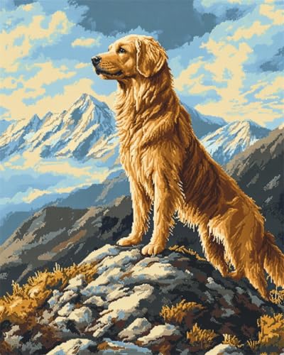 Broderie de perles Golden Retriever toile 9CT imprimée sans risque d'erreur de point