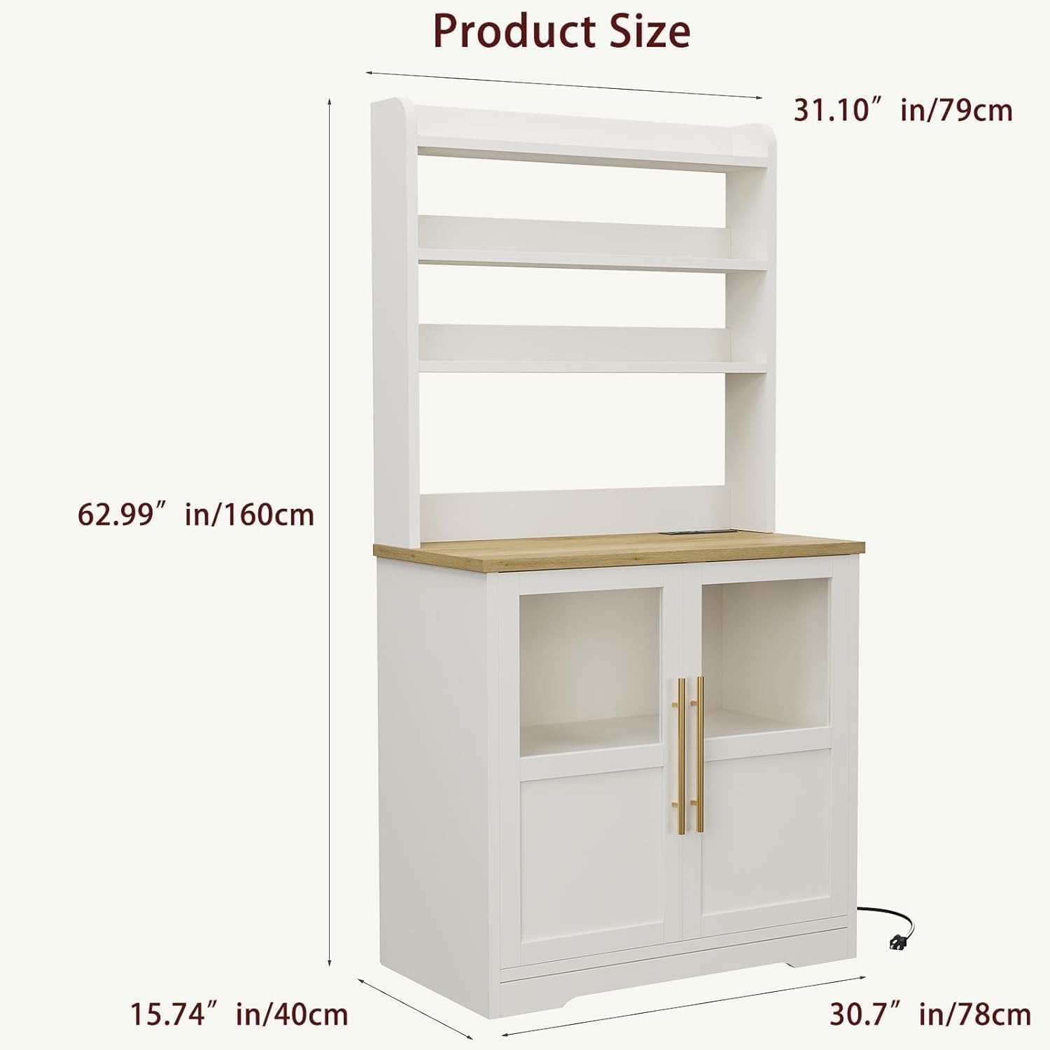 Bakers Rack with Storage Cabinet, Microwave Stand with Power Outlets, Small Kitchen Cabinet, for Kitchen,Dining Room