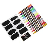 Erasable Liquid Chalk Markers for Chalkboard - Black & White Board Glass Window Metal Mirrors A Frames & More! 12 Fun & Vibrant Water Based Pens are Wet and Dry Erase & Non Toxic Safe 100% Natural