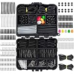 Dr.Fish 278pcs Carp Fishing Tackle Set in Box, Carp Fishing Accessories Include Hooks, Safety Clips and Swivels, Beads, Boilie Stops, Corn, Tube and other, Black Black