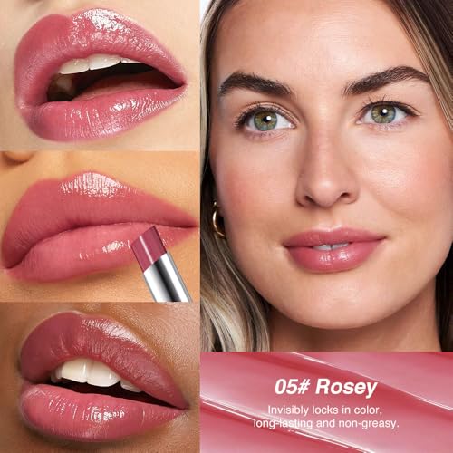 Image of Rose Pink & Girly Pink Honey Tinted Lip Balm for Women, Hydrating Lip Oil Stick Lip Gloss Lipstick for Mature Skin, Sheer Moisturizing Lip Tint Balm with Natural Shine, Vegan & Cruelty-Free