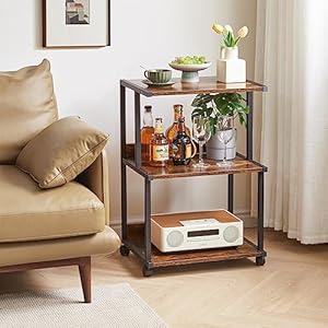 IBUYKE Printer Stand with Storage Shelf3 Tier Printer Table with WheelsPrinter Cart for Home Office Organization Rolling Cart Stand for Heat Press Microwave and Mini Fridge TPS001H