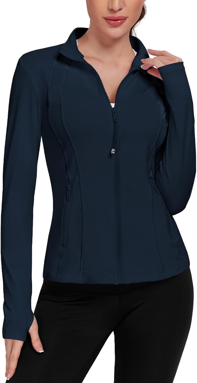 VUTRU Women's Lightweight Running Jackets Full Zip Workout Jacket Slim Fit Yoga Athletic Tops With Pockets