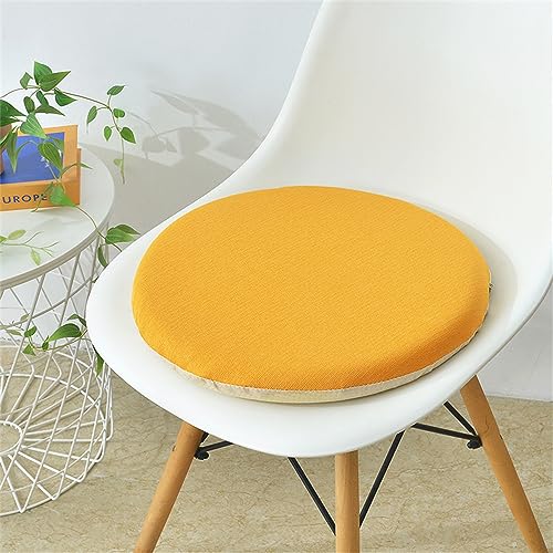 Fansu Cojín para Silla Redondo, Impermeable Cojín de Asiento para Silla Comedor Espuma Viscoelástica Redondos Cojines de Silla con Cremallera Desmontable o Lavable (45cm,Amarillo Dorado)