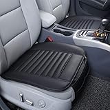 Taylor & Brown 3pc Universal Front and Rear PU Leather Car Seat Bottom Cushion Cover Set with Pockets Car Seat Pad Seat Protector Non Slip Universal Fit 90% Vehicles (Black (Lined) - Image 5