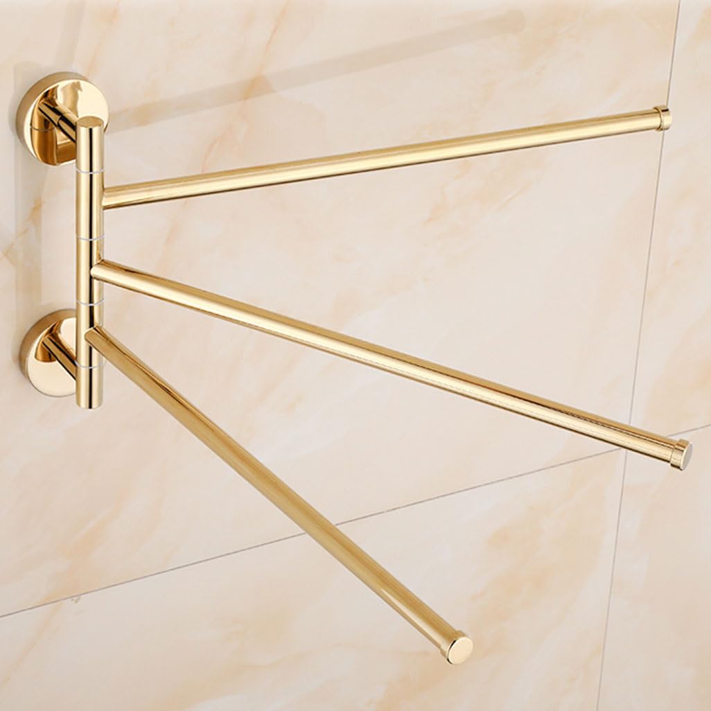 Barre porte-serviettes, support mural pliable pivotant en laiton poli, design peu encombrant, 5 barres pour salle de bain, buanderie, cuisine
