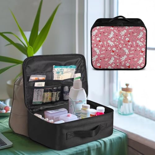Image of Gomyblomy Cute Bear First Aid Kit Empty Medical Travel Bag Portable Emergency Trauma Pouch for Home Medium Size Medicine Bags with Double Zipper and Handle for Camping