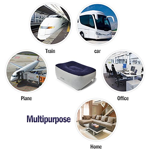 STYDDI Inflatable Foot Rest Pillow, 2 Pack Portable Inflatable Leg Rest Pillow, Travel Footrest Pillow for Airplane, Train, Car, Home, Office (Grey and Blue), Pack of 2 - Image 8