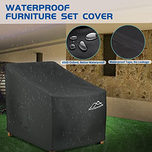 Miushion 2 Pack Patio Chair Covers, 40" W x 40" D x 36" H Heavy Duty 600D Outdoor Deep Seat Lounge Club Chair Cover, Waterproof UV Resistant Outdoor Patio Chair Furniture Cover, Black by Miushion - Used condition - Image 3