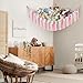 Lunriwis Kuscheltier Aufbewahrung Netz mit LED-Leuchten, Boho Makramee Spielzeug kinderzimmer deko, StofftieStofftier Aufbewahrungstasche Hängematte Aufbewahrung Kuscheltiere Rosa