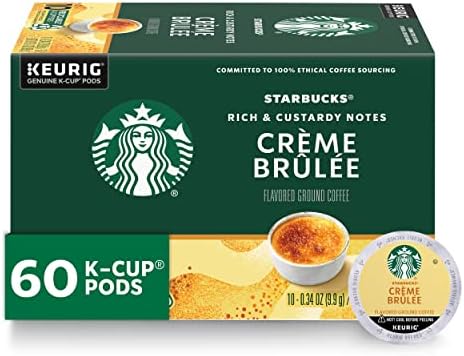 Starbucks Crème Brulée Flavored Blonde Light Roast Single Cup Coffee for Keurig Brewers, 6 Boxes of 10 (60 Total K-Cup pods)
