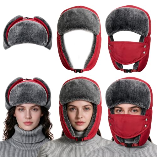 Image of mysuntown Warm Winter Hats for Women Men with Ear Flaps for Cold Weather