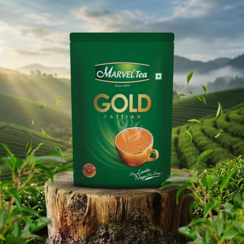 Image of Marvel Tea Gold Pattian Premium Assam CTC Tea 1kg | Blend of Extra Long Leave of Assam & Darjeeling | Strong & Refreshing Black Milk Tea | Rich Flavour | Daily Chai, Everyday Family Value Pack