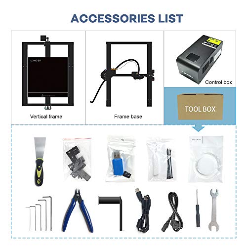 LONGER LK1 90% Pre-Assembled 3D Printer with Large Build Size 300x300x400mm, Full Touch Screen, Filament Detector, Resume Printing, Full Metal Frame (Black)