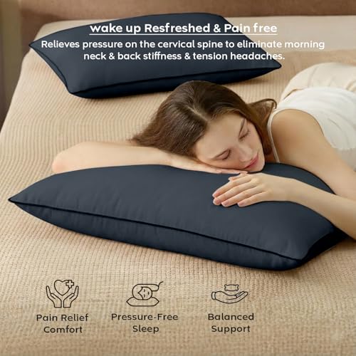 Image of AYKA Premium Microfiber Pillow for Sleeping | Super Soft & Fluffy Bed Pillow | 100% Virgin Microfiber Filling | Hypoallergenic, Breathable | Ideal for All Sleeping Positions 16x24 | Grey | Set of 2