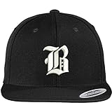 Trendy Apparel Shop Old English B Embroidered Flat Bill Snapback Cap - Black