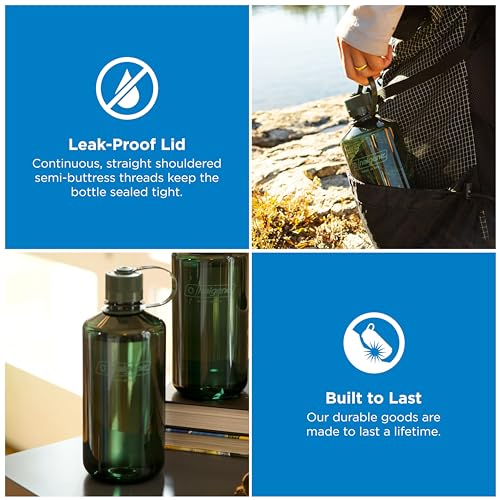 Image of Nalgene 32 oz Narrow Mouth Water Bottle | BPA-Free, Durable & Leak Proof, Lghtweght Bottle for Hkng, Gym & Travel, Jade