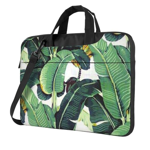 Sac pour ordinateur portable imprimé feuilles de bananier avec bandoulière convertible pour voyage