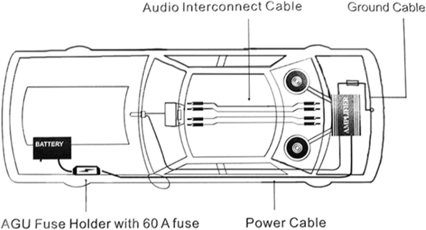 Car Speakers Wiring 8GA 60AMP Car Amplifier Cable Subwoofer Amplifier Wiring Fuses Holder Wire Cable