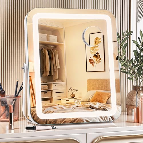 MINISO Vanity Mirror with Lights, 9.8' x 11.8' LED Makeup Mirror, Light & Brightness Adjustment...
