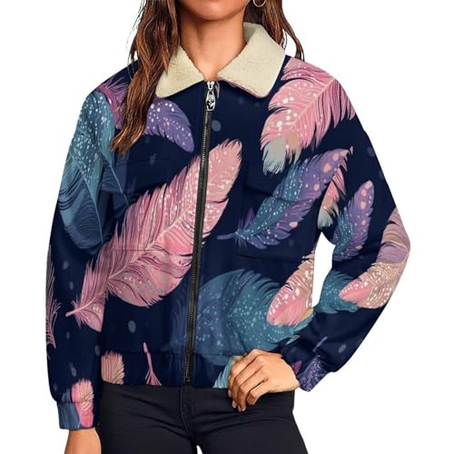 Blouson polaire femme bleu marine chaud zippé style teddy hiver