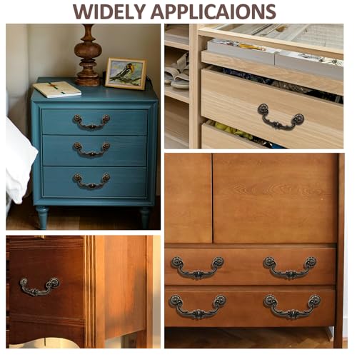 Uenhoy 8 Pack Vintage Drawer Pulls 6 Inch (150mm) Hole Center Drop Bail Cabinet Pulls, Bronze Bail Handle Drop Pull Handles for Cabinet Dresser Drawer by Uenhoy - Image 6