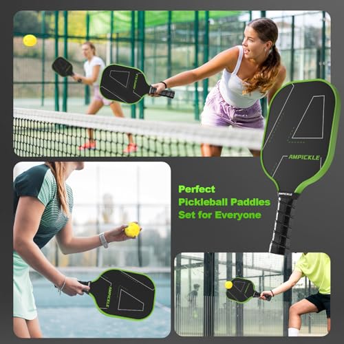 Image of Pickle Ball Paddle,Fiberglass Pickleball Paddle,Frosted Surface Pickleball Rackets, USAPA Standards,Oversized Sweet Spot Pickle Ball Paddle for Indoor Outdoor (A-Line Green)