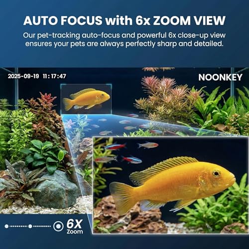 Image of Noonkey 2 Pack 2K Pet Camera for Aquarium, Reptile & Bird Feeder, No Drill Window Security Camera, 5GHz /2.4GHz WiFi, Color Night Vision, 24 /7 Recording, Human Detection & Alarm, 2-Way Audio, Alexa