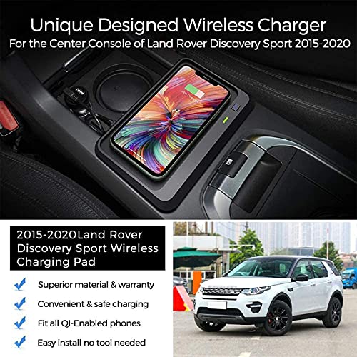 XLARSH Car Wireless Charger Compatible with Land Rover Discovery Sport for (2015-2020) QC 3.0 Charger Accessories Panel Center Console for Apply All QI Smartphones(Dock USB Link)