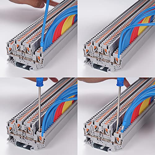 Sipun St2-2.5 Din Rail Terminal Block Spring Push In Pt Type 2.5Mm Screwless Wire Terminal 50 Pcs With Cover End Stop Jumper #TOP1