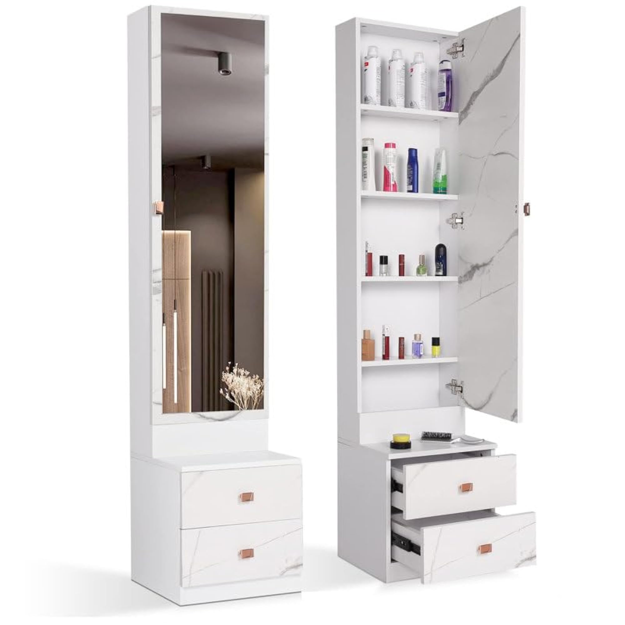 Engineered Wood Dressing Table with Mirror and Storage