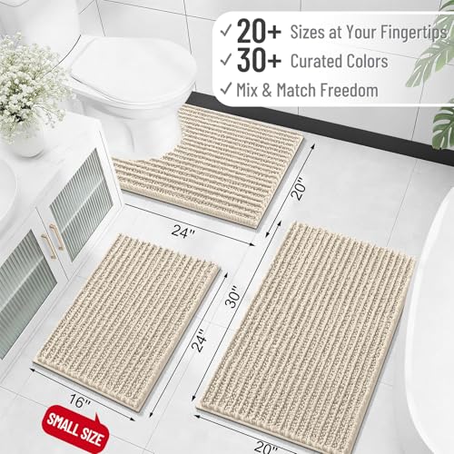 Image of OLANLY Bathroom Rug Mat 30x20, Thick Soft and Absorbent Chenille Bath Mat, Non-Slip Rubber Backing, Machine Washable Quick Dry Bath Rugs for Tub Shower Floor, Home Decor Accessories, Sand