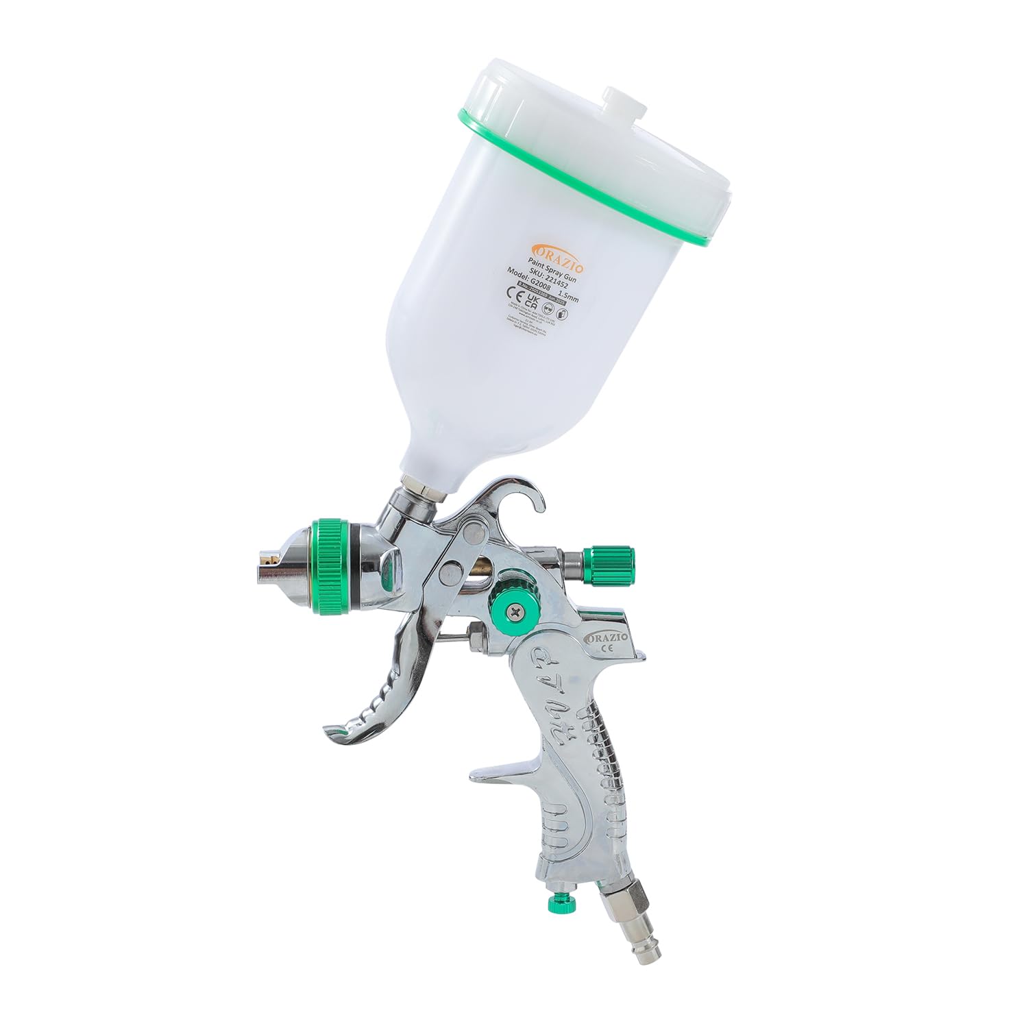 ORAZIO Pistola Pulverizadora Pintura HVLP Profesional 600CC 1,5mm Boquilla de Cobre Gravedad de Aluminio Compresor de Aire Herramienta para Auto Muebles Recubrimiento Rociado 221452