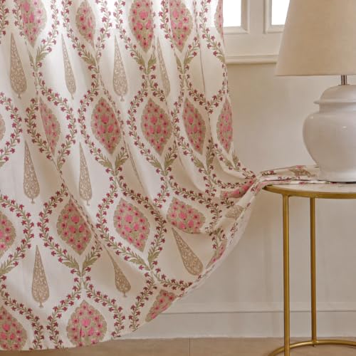 Image of Clasiko Cotton Sheer Curtain Set of 2 | 54x84 Inch /7 Feet | Blush Ivory