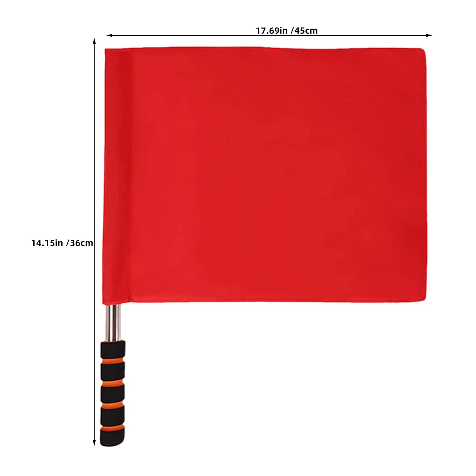 10 bandierine da arbitro: bandierine di segnalazione con manico in spugna e asta in acciaio inossidabile - a mano per guardalinee, calcio, pallavolo, atletica leggera, 17,7x14,2", rosse