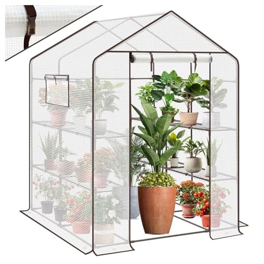 Sekey Gewächshaus 200x145x145 cm, Foliengewächshaus Stabil, Gewächshaus Balkon mit 10 Regalböden für optimales Pflanzenwachstum, Weiß, XXL