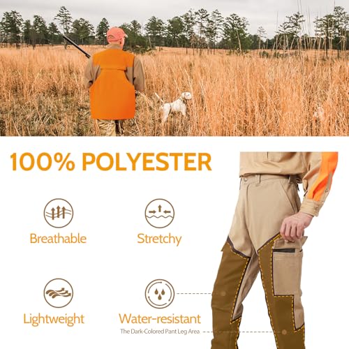 NEW VIEW Upland Hunting Pants for Men, Pheasant Hunting Pants with 6 Pockets Outdoor Pants Khaki Orange - Thumbnail 2
