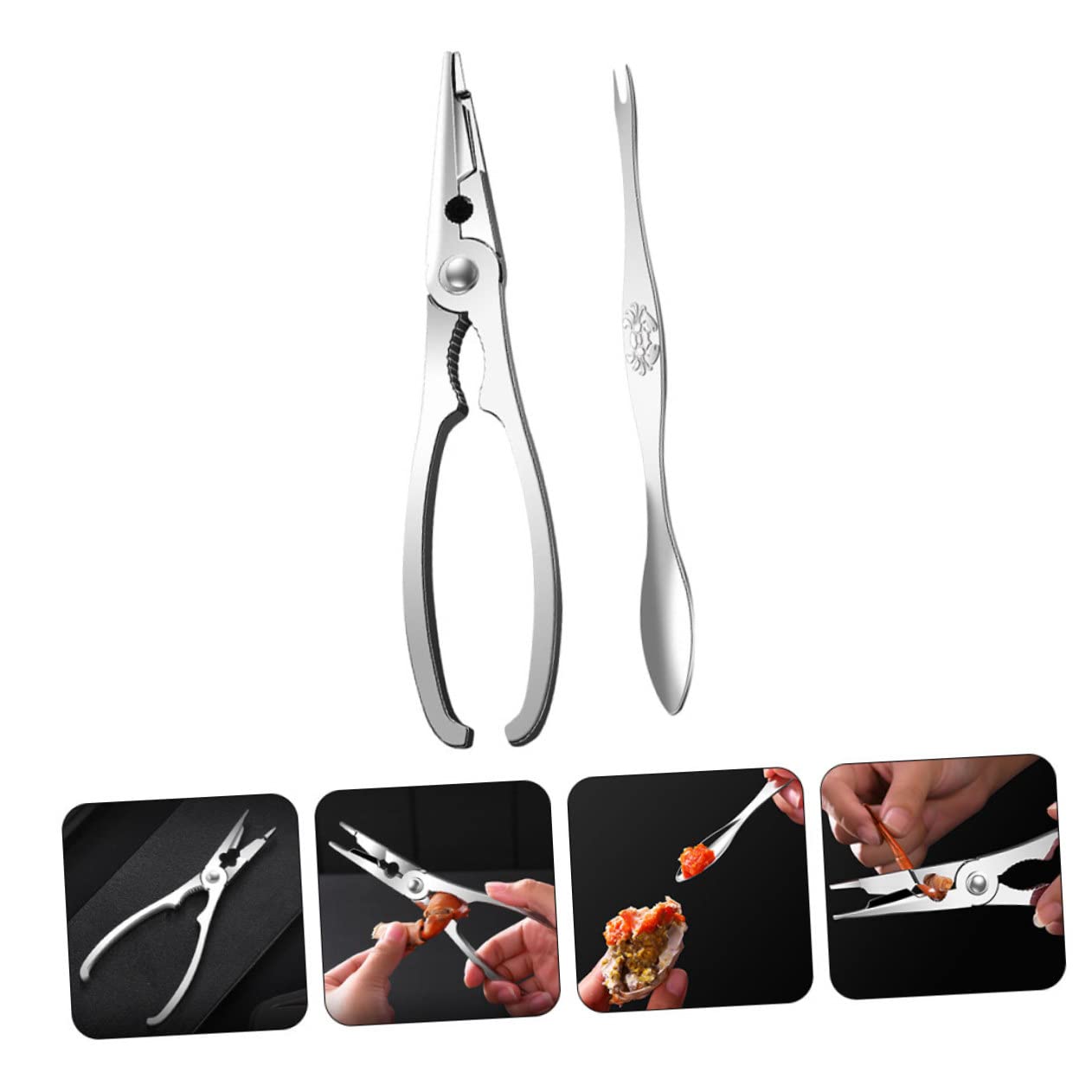 HEMOTON 3 Juegos Pinzas De Cangrejo y Agujas De Cangrejo Herramientas Para Abrir Cangrejos Pelador De Gambas Tijeras Para Mariscos Castaña Pelador De Camarones Acero Inoxidable Tuerca