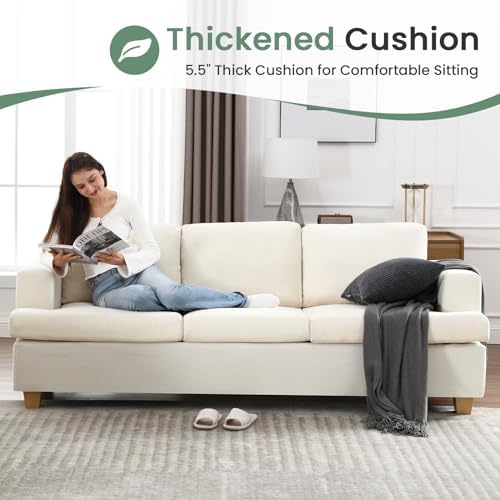 Fiona's magic Loveseat Sofa and 3-Seat Sofa with Ottoman, 2 Piece Set Comfy Couch with Extra Deep Seats, Modern Sofa- Sofa Couch for Living Room Apartment Lounge, White Chenille 7 51dbBucJFiL. AC