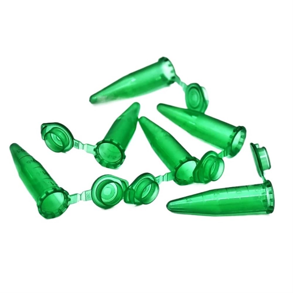 Yinxi 500 Uds Tubo de centrífuga de microtubos 1,5 ml Tubo de PCR centrífugo de Laboratorio Punta Inferior Escala de Color Verde Cubierta Cerrada