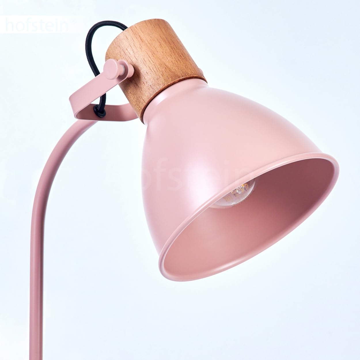 Tischeuchte Chipou, moderne Tischlampe aus Metall/Holz in Rosa/Pink/Natur, verstellbare Leseleuchte mit rundem Schirm (Ø 15 cm) und Schalter am Kabel, Höhe max. 51 cm, 1 x E27, ohne Leuchtmittel
