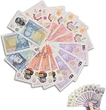 Weilin 100 Pcs Fake Money, Prop Money, Pound Prop Play Money 25 Notes Each of Denominations 5, 10, 20, And 50 for Kids Uk Shop Role Play to Develop Literacy and Math Skills