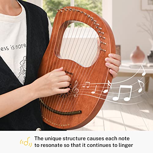 Donner Lyre Harp, 16 Metal Strings, Mahogany Body And Copper Saddle Dlh-003 Lyre Harp With Tuning Wrench, Spare String Set, Black Gig Bag, Manual, Ancient Greece Style #TOP5