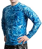 Aqua Design Mens Rash Guard Long Sleeve Water Shirt, Swimming Shirts for Men (Royal Ripple, X-Large)