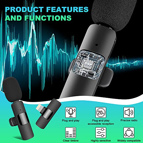 Cwzz Wireless Lavalier Microphone For Iphone Ipad, 2 Professional Wireless Lavalier Microphone With Clearer Audio, Wireless Microphones, Mini Microphones For Interview, Tiktok, Youtube #TOP2