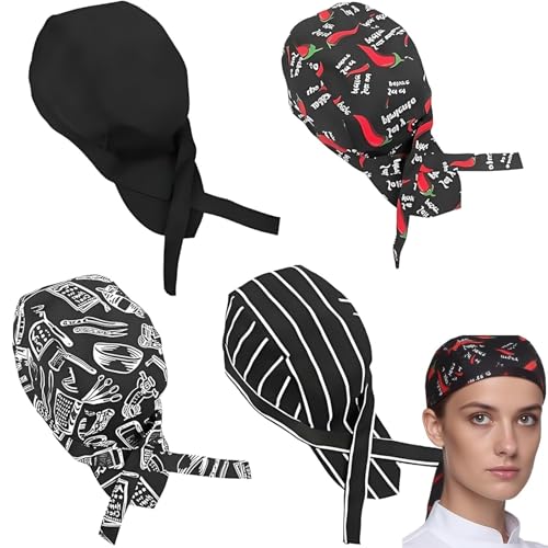 4 Pcs Chef Bandana for Men, Chef Hats for Men, Chef Gifts