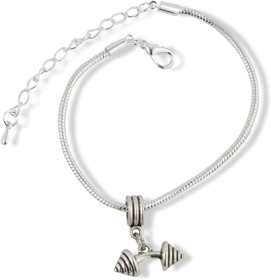 Dumbbell Bracelet Jewelry Jewlry Barbell Fitness Charm Accessories Stuff Gift for s Men Women Decor Strength Weight Lifting Bodybuilding Gym Wear Dumbbell Gifts Bent Dumbbell