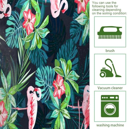 Tapete de cocina antideslizante con diseño de hojas tropicales y flamencos 5